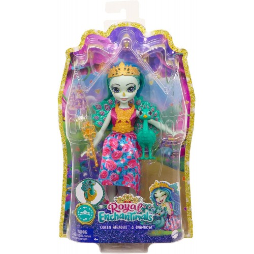 Mattel Royal Enchantimals Queen Paradise Doll 8-In & Rainbow Peacock Μεγάλη Κούκλα Με Αξεσουάρ GYJ11 / GYJ14 887961972726