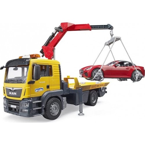 bruder MAN TGS TOW Travel Trucket Roadster Φορτηγό Οδικής Βοήθειας Με Αυτοκίνητο BR003750 4001702037505