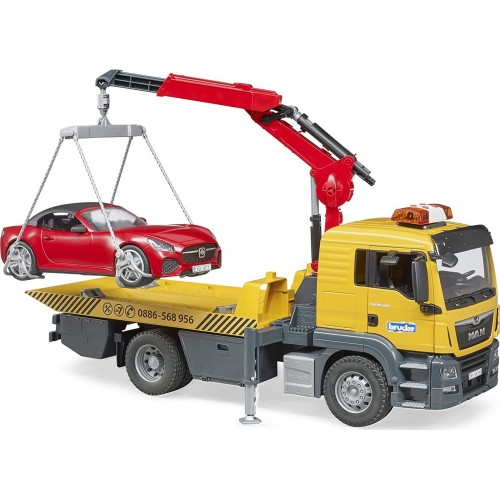 bruder MAN TGS TOW Travel Trucket Roadster Φορτηγό Οδικής Βοήθειας Με Αυτοκίνητο BR003750 4001702037505