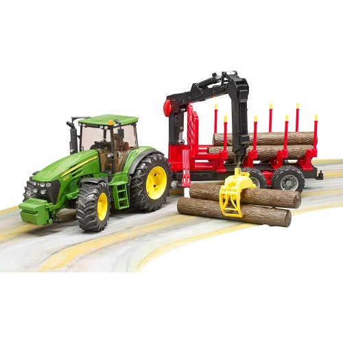 John Deere 7930 Tractor With Forestry Trailer And 4 Logs BR003054 4001702030544
