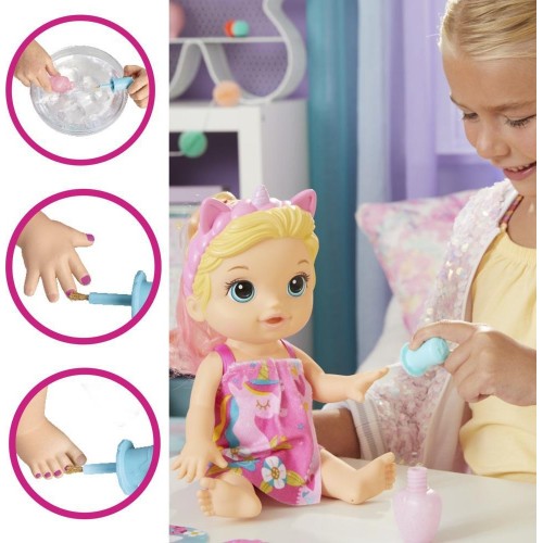 Hasbro Baby Alive Glam Spa Doll, Unicorn, Color Reveal Nails And Makeup, 12.8-Inch Waterplay Toy, Kids 3 Up, Blonde Hair F3564 5