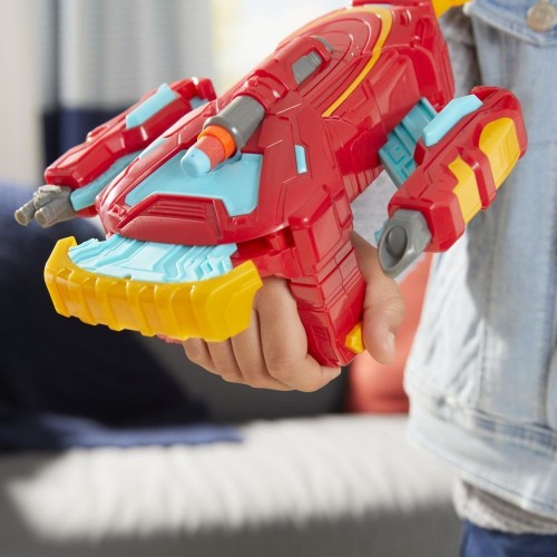Hasbro Marvel Avengers Mech Strike Role Play Iron Man Strikeshot Gauntlet Toy And 3 Nerf Projectiles, For Kids Ages 5 And Up F02
