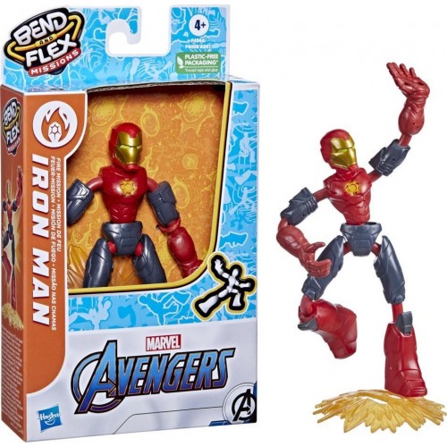 Hasbro Action Figure Avengers Bendy Fire Mission 15Cm Iron Man Bend And Flex F4008 / F4964 5010993954483