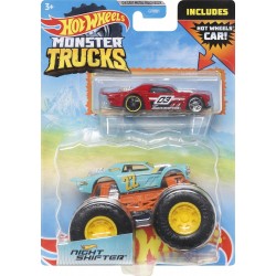 Mattel Οχημα Monster Trucks Με Αυτοκινητάκι Hot Wheels 1 64 Night Shifter GRH81 / HDB93 194735019625