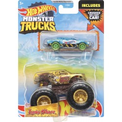 Mattel Οχημα Monster Trucks Με Αυτοκινητακι Hot Wheels 1 64 Lions Share GRH81 / HDB98 194735019656