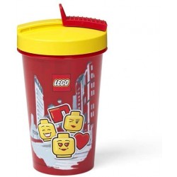 LEGO Tumbler With Straw Drinking Bottle Iconic Girl 0.5L Bright Red 299137 5711938030339