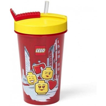 LEGO Tumbler With Straw Drinking Bottle Iconic Girl 0.5L Bright Red 299137 5711938030339