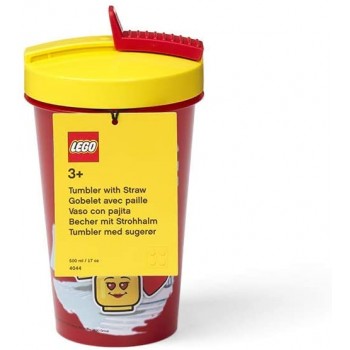 LEGO Tumbler With Straw Drinking Bottle Iconic Girl 0.5L Bright Red 299137 5711938030339
