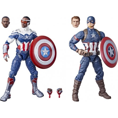 Hasbro Marvel Legends Series Captain America 2-Pack Steve Rogers Sam Wilson MCU Figures, 7 Accessories F5880 5010993986125