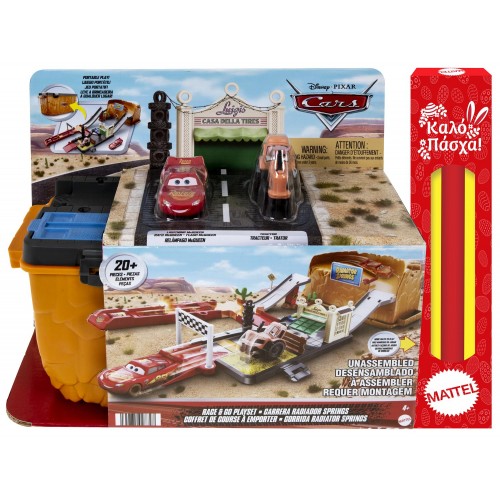 Mattel Λαμπάδα Disney And Pixar Cars Race And Go Playset Τα Μπουζί Της Ωραίας Ελένης HDN02 