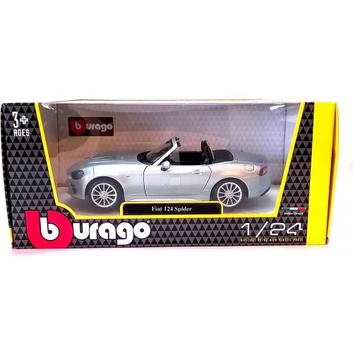 Bburago 1/24 Plus Fiat 124 Spider Silver 21083 4893993013906