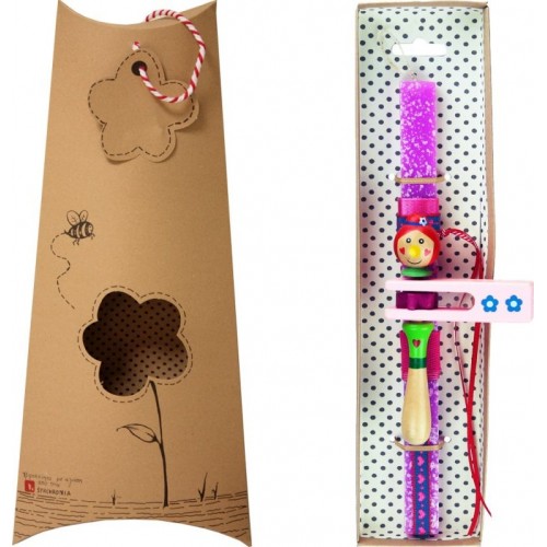 Χειροποίητα Είδη Λαμπάδα Ροκάνα Ξύλινη - Φούξια Νέον LA22048D 5212023224263