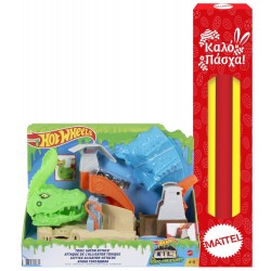 Mattel Hot Wheels Toxic Gator Attack Playset With 1 Car, Adjustable Launcher Multiple Options, Connected To Other Sets, Colorful