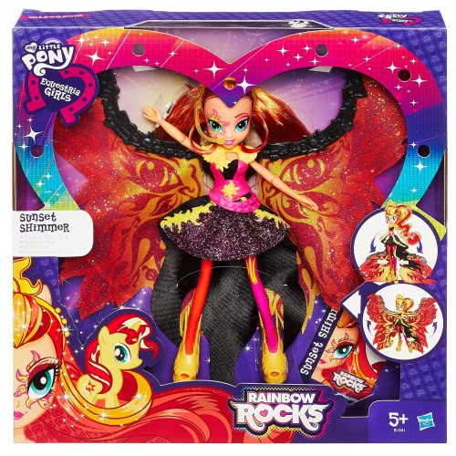 Hasbro My Little Pony Poppin Pony Sunset Shimmer – Bewegliche Figur Mit Mode-Accessoires