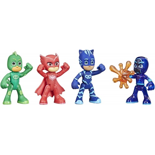 Hasbro PJ Masks Night Time Mission Glow-In-The-Dark Action Figure Set, Preschool Toy For Kids Ages 3 And Up, 4 Figures 1 Accesso