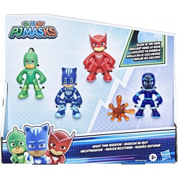 Hasbro PJ Masks Night Time Mission Glow-In-The-Dark Action Figure Set, 4 Figures 1 Accessory F2647 / F2836 5010993847679