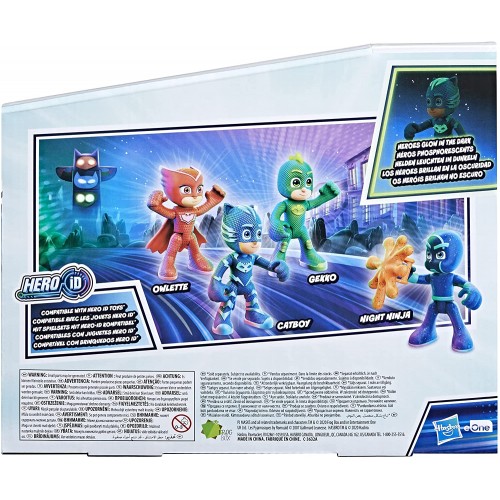 Hasbro PJ Masks Night Time Mission Glow-In-The-Dark Action Figure Set, Preschool Toy For Kids Ages 3 And Up, 4 Figures 1 Accesso