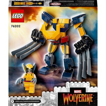 LEGO Marvel Wolverine Mech Armour Set, Collectable X-Men Figure, Super Heroes Building Toy For Kids With Minifigure 76202 570201