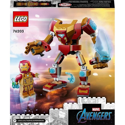 LEGO Marvel Iron Man Mech Armour Set, Collectable Figure, Avengers Building Toy For Kids 7 Plus Years Old With Minifigure 76203 
