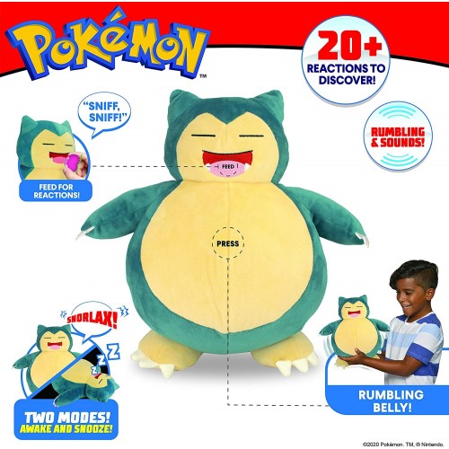 Jazwares Pokemon Snorlax Λουτρινο 25Cm Με Ήχο, Μπλε JW000027 191726376774