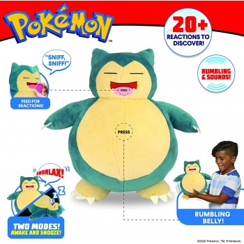 Jazwares Pokemon Snorlax Λουτρινο 25Cm Με Ήχο, Μπλε JW000027 191726376774