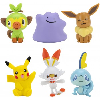 Jazwares Pokemon Figures Set 6 Pcs - 5-8 Cm Pokemon Figures, Evoli, Pikachu And More - Latest Wave 2021 - Officially Licensed Po