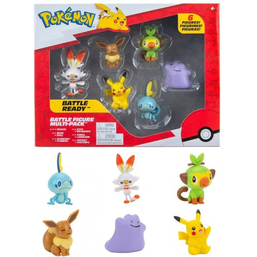 Jazwares Pokemon Figures Set 6 Pcs - 5-8 Cm Pokemon Figures, Evoli, Pikachu And More  JW002469-B 191726406891