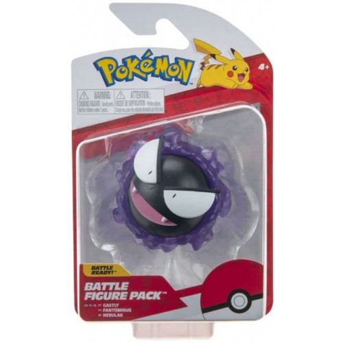 Jazwares Pokemon 3In Battle Figure Pack - Gastly - 8Cm Pokemon Figurines - Latest Wave 2022 - Officially Licensed Pokemon Toy JW