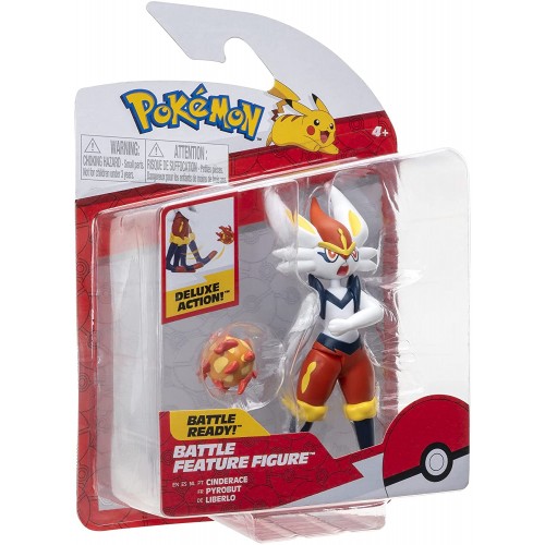 Jazwares Pokemon Figure Liberlo Cinderace - 10-12Cm Pokemon Figurines - Latest Wave 2021 - Officially Licensed Pokemon Toy JW095