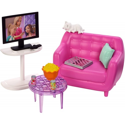 Mattel Barbie Indoor Furniture Playset, Living Room Καναπές Με Γάτα Και Αξεσουάρ GRG75 / HJL55 194735089444