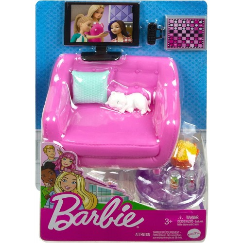 Mattel Barbie Indoor Furniture Playset, Living Room Καναπές Με Γάτα Και Αξεσουάρ GRG75 / HJL55 194735089444
