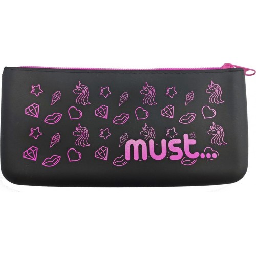 Diakakis imports Silicone Pencil Pouch 21X10cm  Focus Flat Black 4Colors 000584747 5205698567193