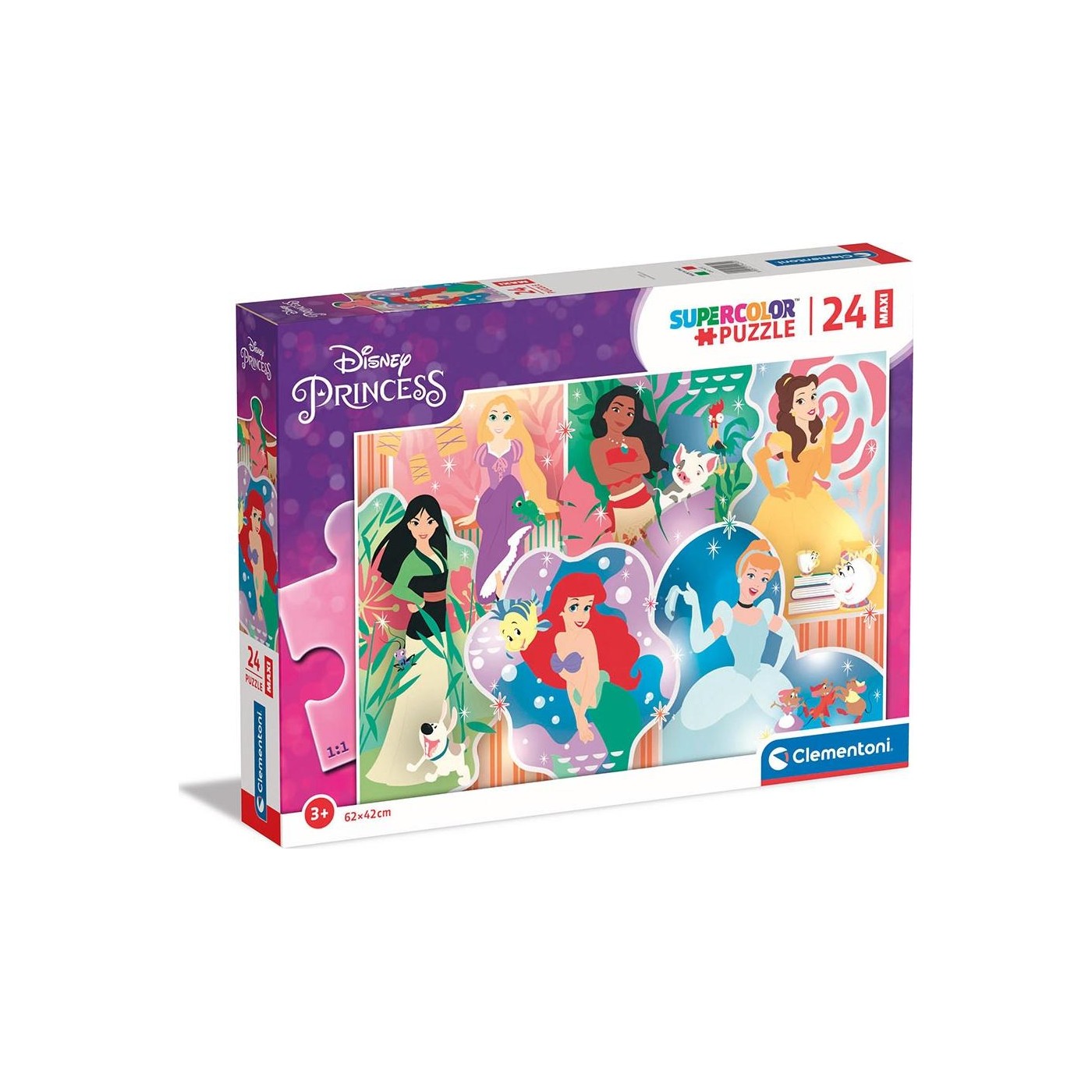 Clementoni Disney Princess Supercolor Princess-24 Maxi Pieces-Jigsaw ...