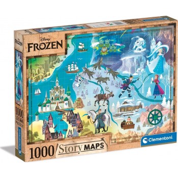Clementoni Disney Maps Frozen 1000 Pieces, Made In Italy, Jigsaw Puzzle For Adults, Multicolor, Medium 1260-39666 8005125396665