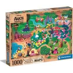 Clementoni Disney Maps Alice In Wonderland 1000 Pieces, Made In Italy, Jigsaw Puzzle For Adults, Multicolor, Medium 1260-39667 8