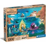 Clementoni Disney Maps Little Mermaid 1000 Pieces, Made In Italy, Jigsaw Puzzle For Adults, Multicolor, Medium 1260-39664 800512