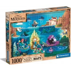 Clementoni Disney Maps Little Mermaid 1000 Pieces, Made In Italy, Jigsaw Puzzle For Adults, Multicolor, Medium 1260-39664 800512