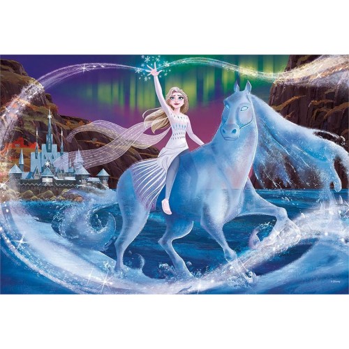 Clementoni Lights Collection-Disney Frozen 2, Glow In The Dark-104 Pieces-Jigsaw Kids Age 6-Made In Italy, Cartoon Puzzles, Mult