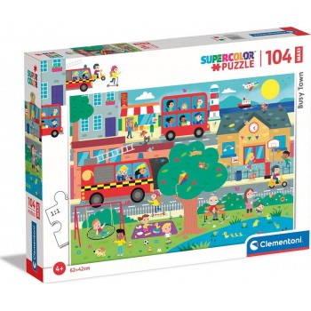 Clementoni Supercolor Busy Town-104 Maxi Pieces-Jigsaw Puzzle 1210-23766 8005125237661