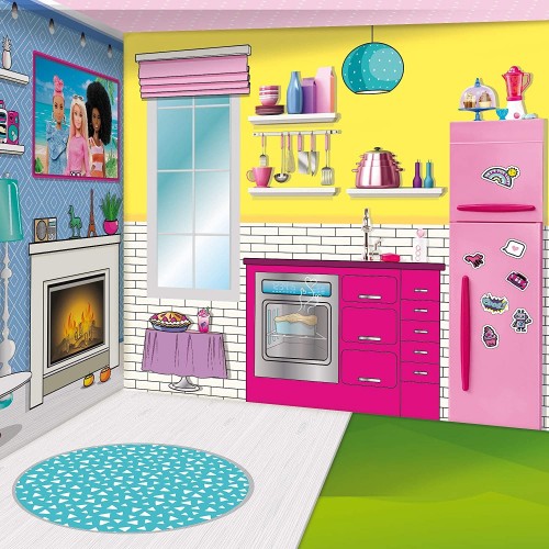 Lisciani Barbie Dream House Pretend Play Doll House Two Storey Holiday Villa, Arrange Furniture And Decorate Malibu House With D