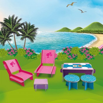 Lisciani Barbie Dream House Pretend Play Doll House Two Storey Holiday Villa, Arrange Furniture And Decorate Malibu House With D