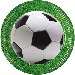 PROCOS set of 8 party plates with soccer ball, size 23 cm, in disposable paper for birthday parties for children, in fsc card 09