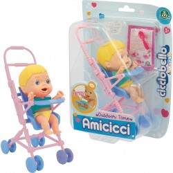 Giochi Preziosi Cicciobello - Amicci Stroller With Character, Walking Door Cicciobello With His Stroller, Food Kit And Diaper Co