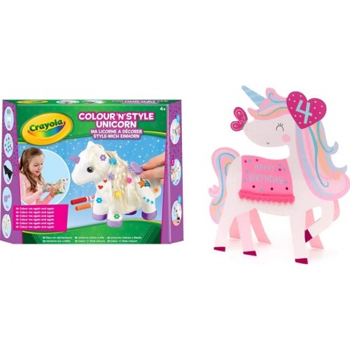 Crayola Unicorn Craft Kit And Uk Greetings 4Th Birthday Card - Girls Birthday Card - Unicorn Birthday Card 93020 5025123930206
