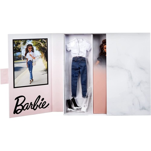 Mattel Barbie Signature Barbiestyle Fully Posable Fashion Doll Brunette With 2 Tops, Skirt, Jeans, Jacket, Pairs Of Shoes HCB75 