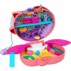 Mattel Polly Pocket Mini - Τρέντι Τσαντάκι Starring Shani Cuddly Cat Purse, Pet Vet Theme With 2 Micro Dolls And 18 Access GKJ63