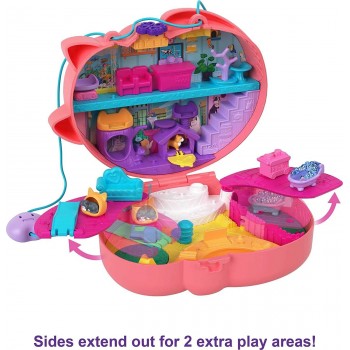 Mattel Polly Pocket Mini - Τρέντι Τσαντάκι Starring Shani Cuddly Cat Purse, Pet Vet Theme With 2 Micro Dolls And 18 Access GKJ63
