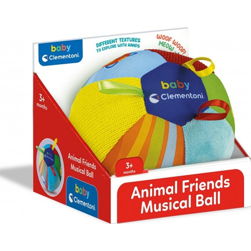 Clementoni Baby Toddler Toy Animal Friends Musical Ball For 3+ Months 1000-17464 8005125174645