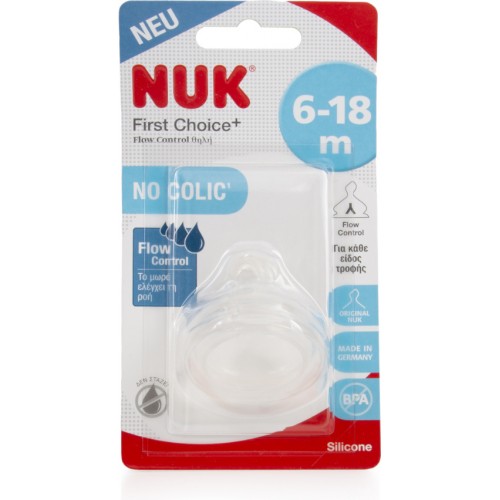 NUK Silicone Nipple First Choice Flow Control 6-18 Months 1 Piece 10721000 4008600387480