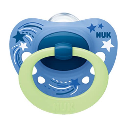 NUK Signature Night Silicone Pacifier 0-6M, 1Pc With Case 10730653 4008600385141